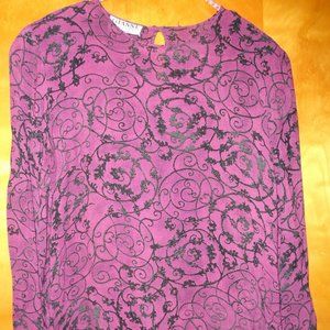Gianni Womens Black & Burgundy Blouse Size 10 Bottom Dollar
